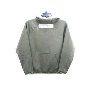 HUK Men's Performance Fishing Hoodie Size S Water Wind Resistant Military Green
